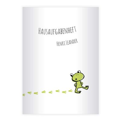Kartenkaufrausch 2 Personalized Cheerful Frog A4 School Notebooks, 5 mm Grid, 16 Sheets