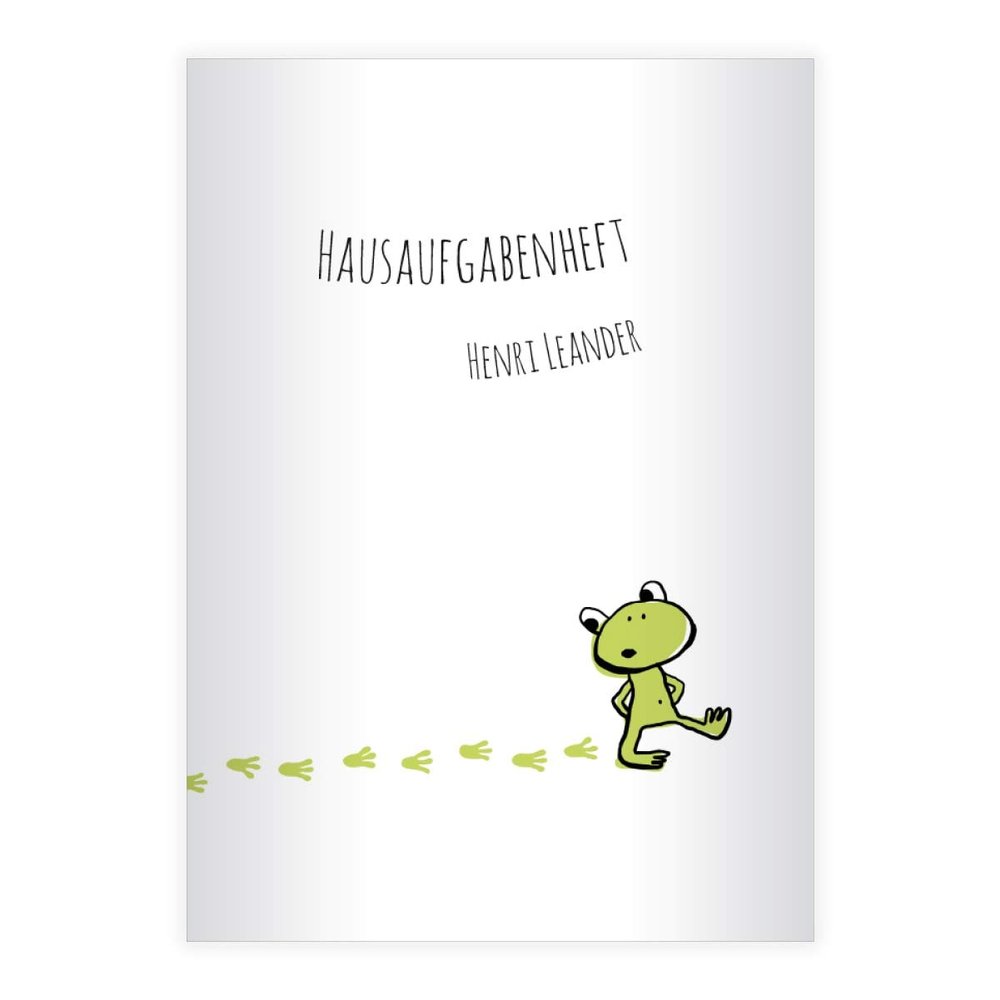 Kartenkaufrausch 2 Personalized Cheerful Frog A4 School Notebooks, 5 mm Grid, 16 Sheets