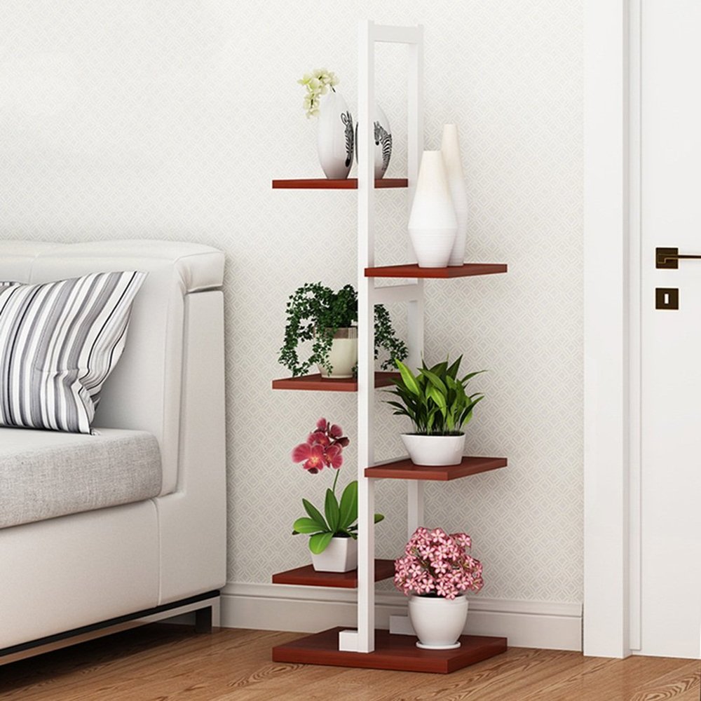 6-Tier Plant Stand with Steel Frame, White