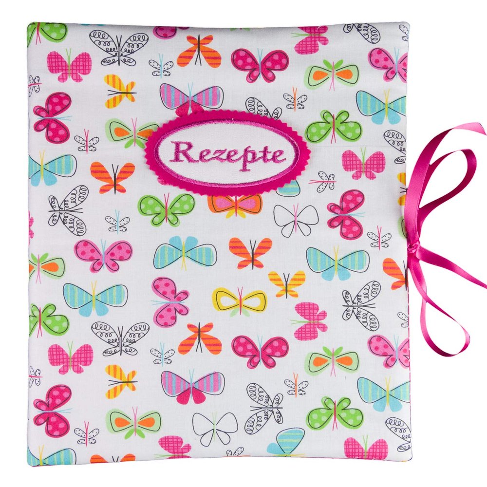 bettina bruder Recipe Folder DIN A4 – 30 Sheet Protectors – Butterflies, White, Multicolor, Pink