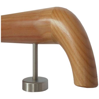 TIBU Larch Wood Wall-Mounted Stair Handrail with Stainless Steel Brackets, 70 cm