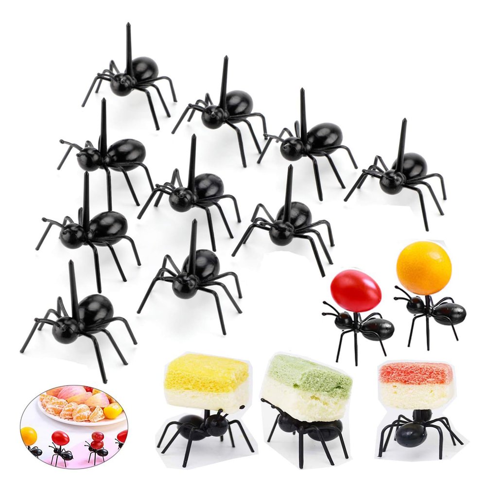 OOTSR Ant Food Picks, Reusable Fruit Dessert Forks, 24-Piece Set with Storage Box