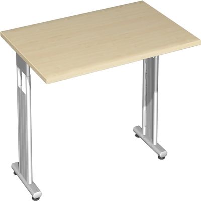 Gerambel Desk, Fixed Height, Recessed on Both Sides, 1200 x 800 x 720, Maple/Silver