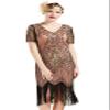 BABEYOND 1920s Art Deco Fringe Sequin Dress, Roaring Twenties Flapper Costume, Coral Gold, XS view 1