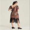 BABEYOND 1920s Art Deco Fringe Sequin Dress, Roaring Twenties Flapper Costume, Coral Gold, XS view 2