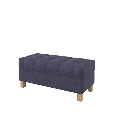 Furninero Tufted Upholstered Storage Ottoman, 100 cm, Softi Denim Blue