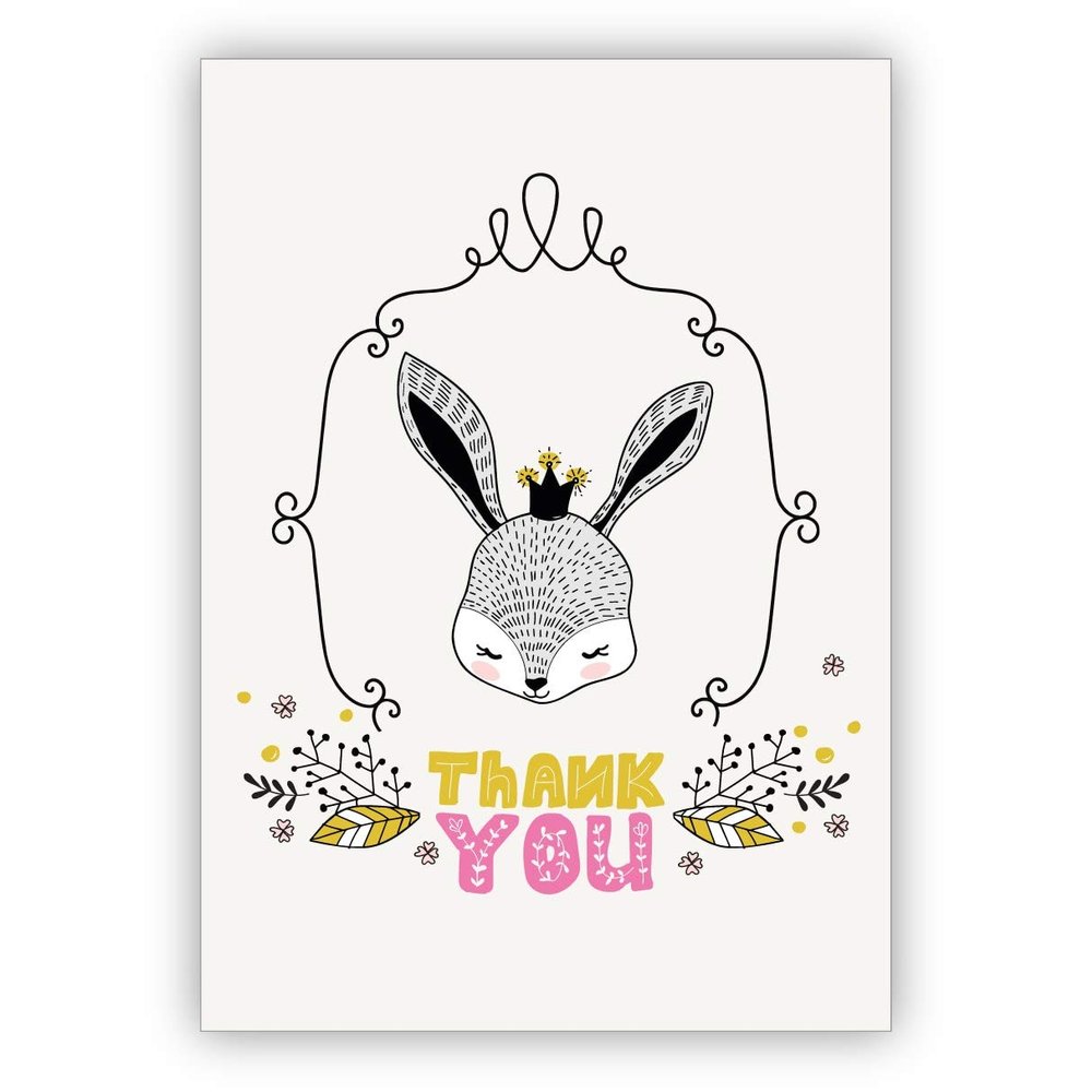 Charming Bunny Princess Thank-You Card with Envelope