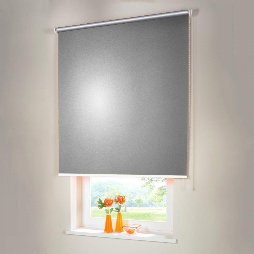 Sun Protection-HH Blackout Thermal Roller Blind, Chain-Operated, 25 x 150 cm, Silver Gray