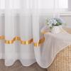 HongYa Stores Voile Curtain Panel with Satin Ribbon Loops, Sheer, H/W 170/450 cm, Yellow view 3