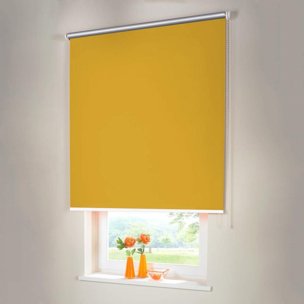 Blackout Thermal Roller Blind, Chain-Operated, 85 x 140 cm, Yellow