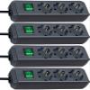 Brennenstuhl Eco-Line 3-Outlet Power Strip (Child Safety, Switch, 1.5 m Cable), Black | 4-Pack view 1