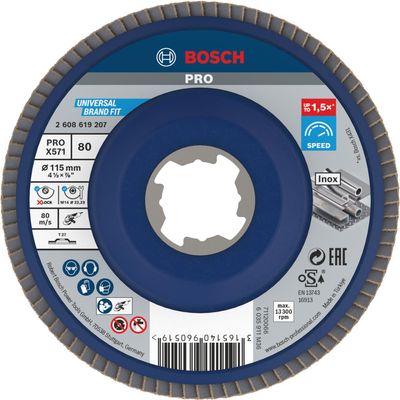 Bosch Professional X571 Best for Metal Straight Flap Disc, X-LOCK, 115 mm, K80
