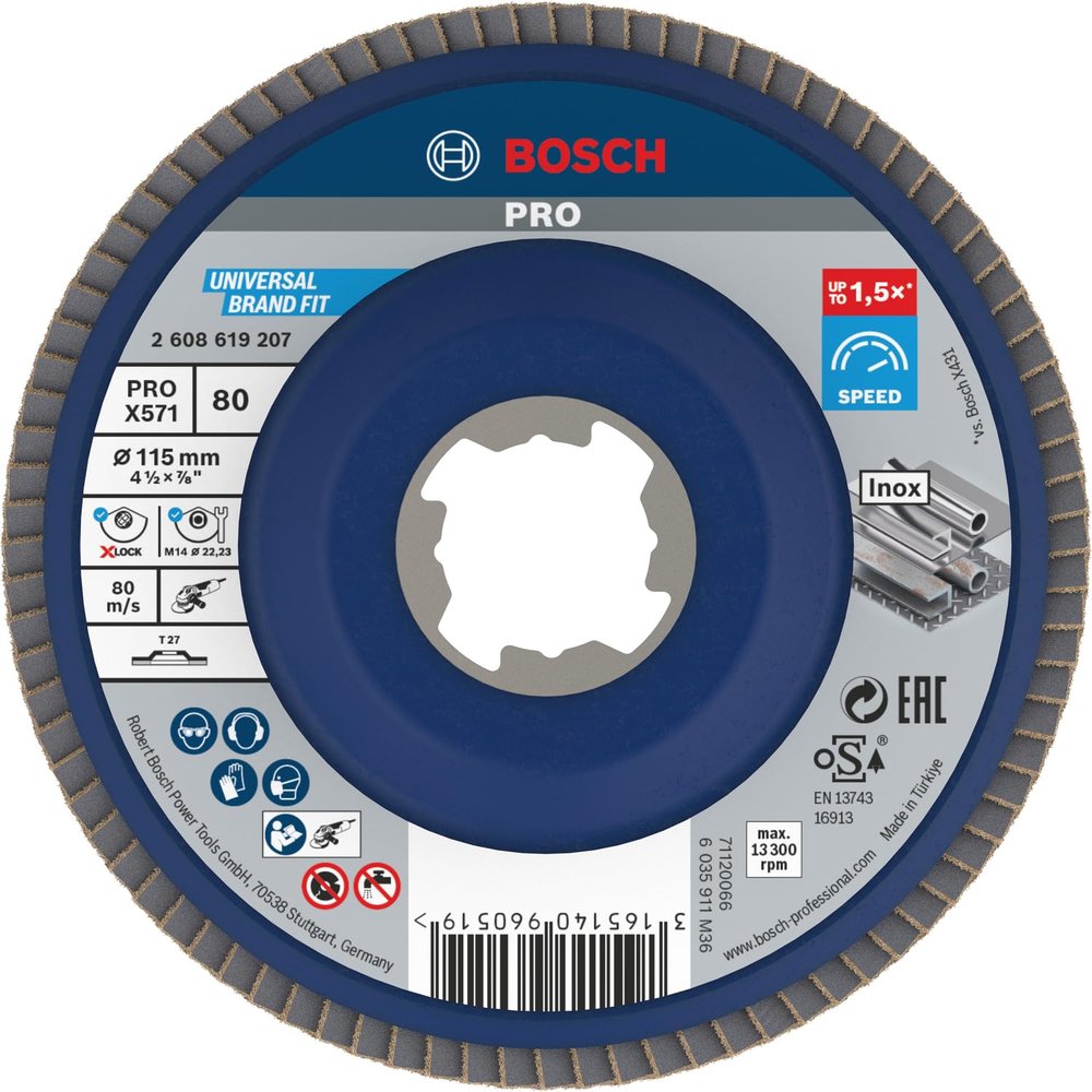 Bosch Professional X571 Best for Metal Straight Flap Disc, X-LOCK, 115 mm, K80