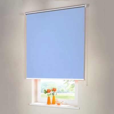 Light Blue Chain-Operated Blackout Thermal Roller Blind, 90 x 50 cm, with Universal Brackets