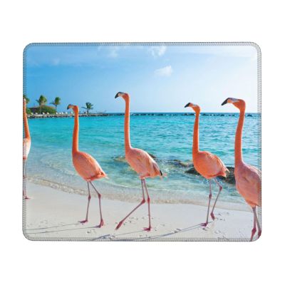 Pink Flamingo Beach Large Gaming Mouse Pad with Wrist Support