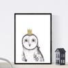 Nacnic Baby Owl Children's Print with Golden Crown, Children's Animal Poster, A4, Framed in Black view 1