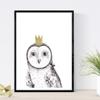 Nacnic Baby Owl Children's Print with Golden Crown, Children's Animal Poster, A4, Framed in Black view 2