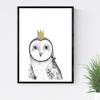 Nacnic Baby Owl Children's Print with Golden Crown, Children's Animal Poster, A4, Framed in Black view 3