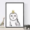 Nacnic Baby Owl Children's Print with Golden Crown, Children's Animal Poster, A4, Framed in Black view 4