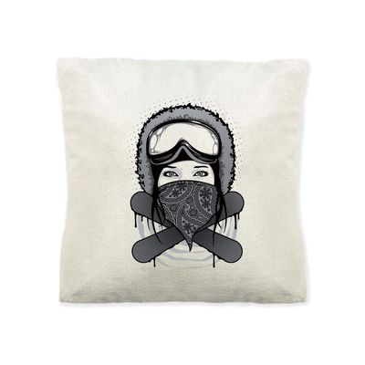 Mygoodprice Soft Printed Fleece Pillow, 40 x 40 cm, Snowboard Women