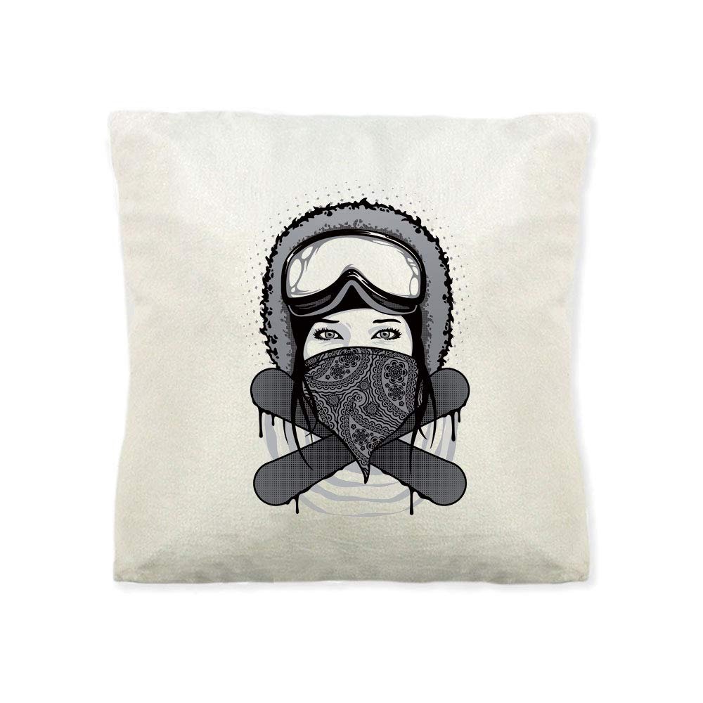 Mygoodprice Soft Printed Fleece Pillow, 40 x 40 cm, Snowboard Women