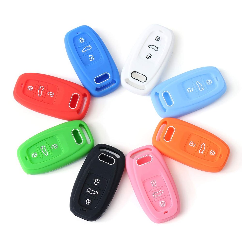 JenNiFer 3-Button Silicone Remote Key Case Cover for Audi A3 A4 A5 A6 S4 S5 Q5 - Black