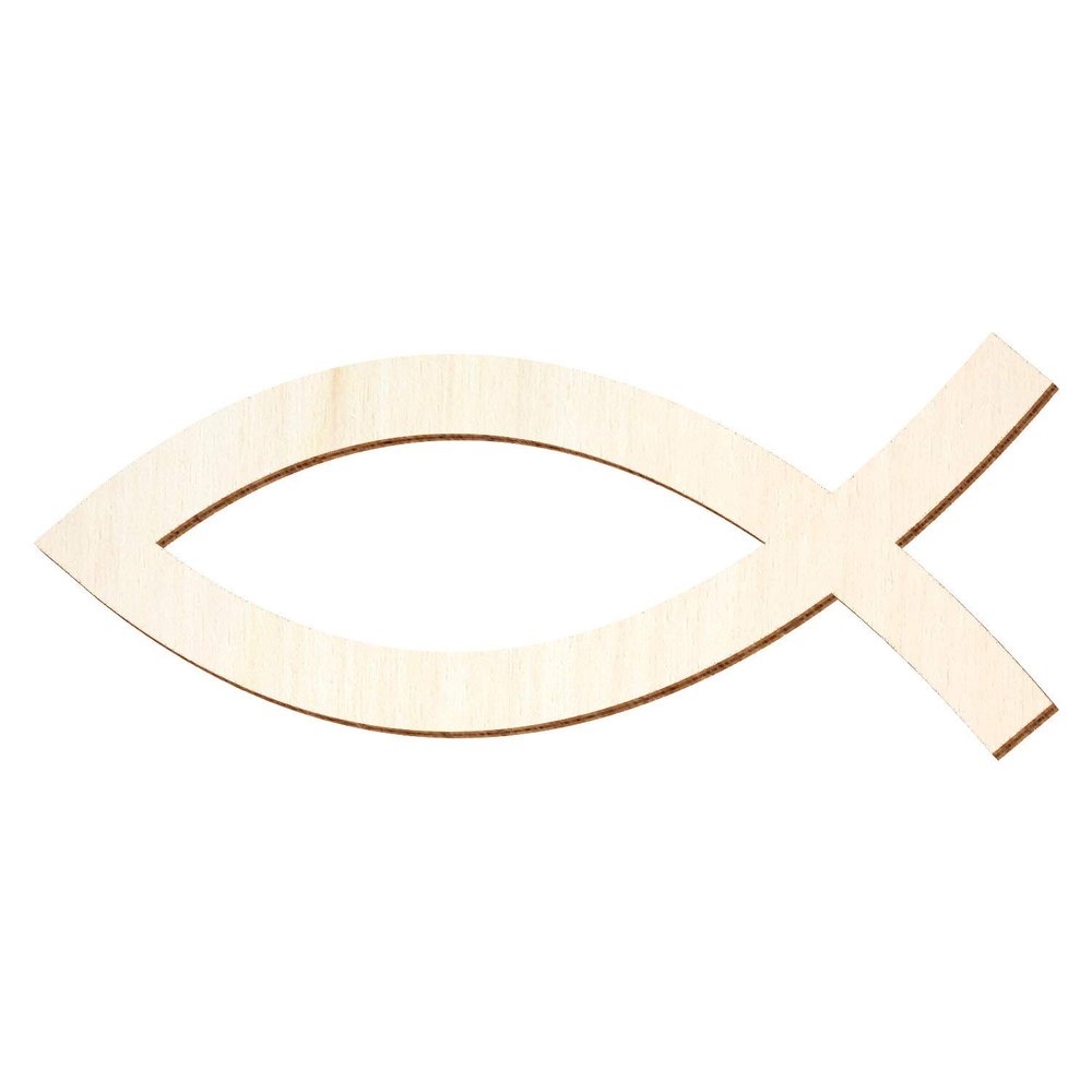 Wooden Jesus Fish, 3–50 cm Wide, 24 cm, Pack of 50
