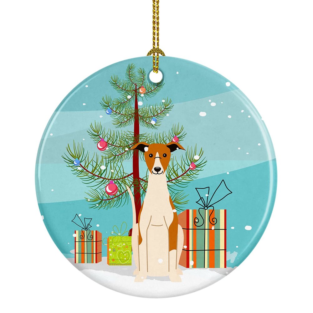 Caroline's Treasures Merry Christmas Tree Whippet Ceramic Ornament, Multicolor