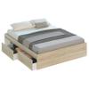 Habitdesign Kendra Bed Frame with 4 Drawers, Oak, 150 x 190 cm Mattress, No Slatted Base view 1