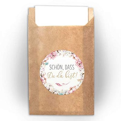 JuNa-Experten 100 Brown Bags (6.5 x 9 cm) + 100 “So Glad You’re Here!” Stickers