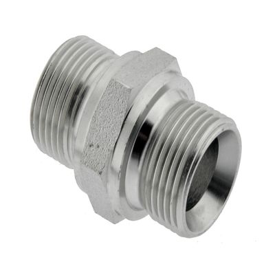 Hydraulic Double Male Adapter, G 1/2" to G 1/2", Stainless Steel