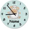 Shirtinstyle Handmade Sheep Wall Clock with Custom Name, 29 cm, Pastel Mint view 1