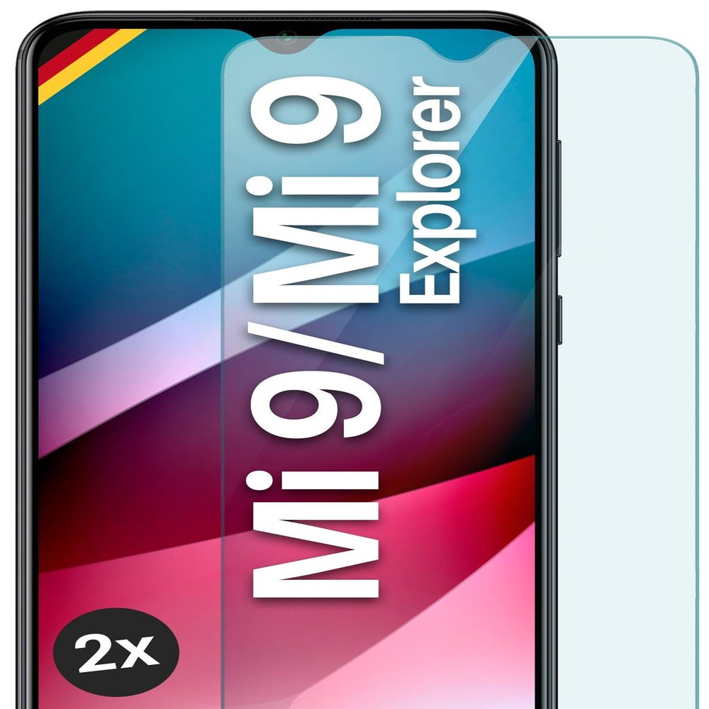 moex Screen Protector for Xiaomi Mi 9 / Mi 9 Explorer, 9H Tempered Glass, Case-Compatible, 2-Pack