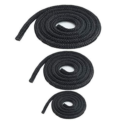 Round Stove and Fireplace Door Seal Cord, Heat-Resistant, 16 mm, 2 m, Dark Gray/Anthracite