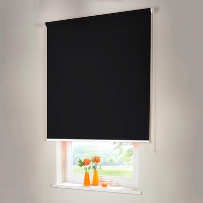 Blackout Roller Blind, Chain-Operated, 20 x 50 cm, Black