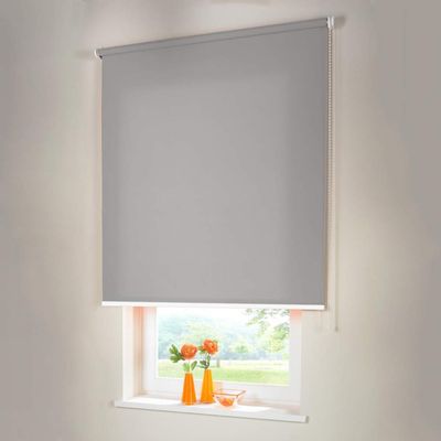 Sun Protection-HH Side-Chain Blackout Roller, 140 x 110 cm, Gray, Light-Blocking, with Universal Brackets