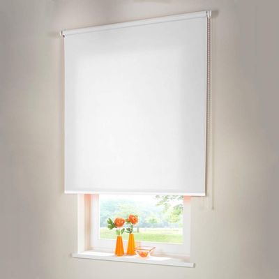 Sun Protection HH Side-Pull Blackout Roller Blind, 170 x 80 cm, White, Light-Blocking, with Universal Brackets