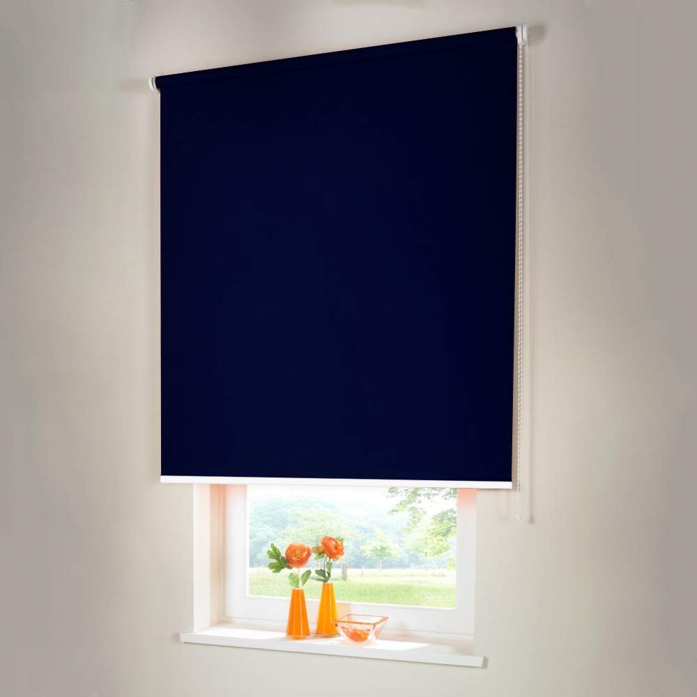 Blackout Roller Shade with Chain Control, 75 x 100 cm, Dark Blue
