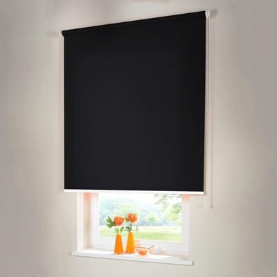 Sun Protection HH Side-Pull Blackout Roller Shade, 25 x 240 cm, Black