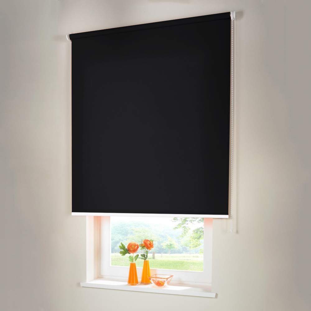 Sun Protection HH Side-Pull Blackout Roller Shade, 25 x 240 cm, Black