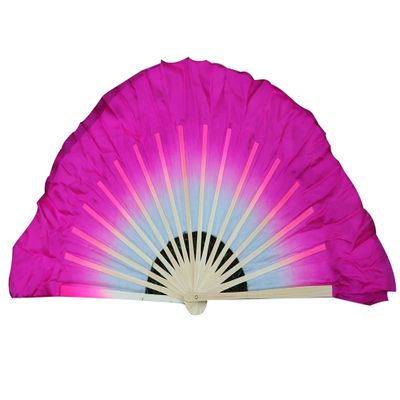 Winged Sirenny Short Silk Dance Fans, Pair, Hand-Painted Chinese Fans for Dance, Cultural Events and Stage Performances, 10 cm Veil over 30 cm Bamboo (White-Pink)