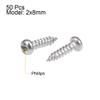 Sourcing Map 50-Piece 316 Stainless Steel Self-Tapping Screws, Phillips Flat Head, 2 x 8 mm view 2