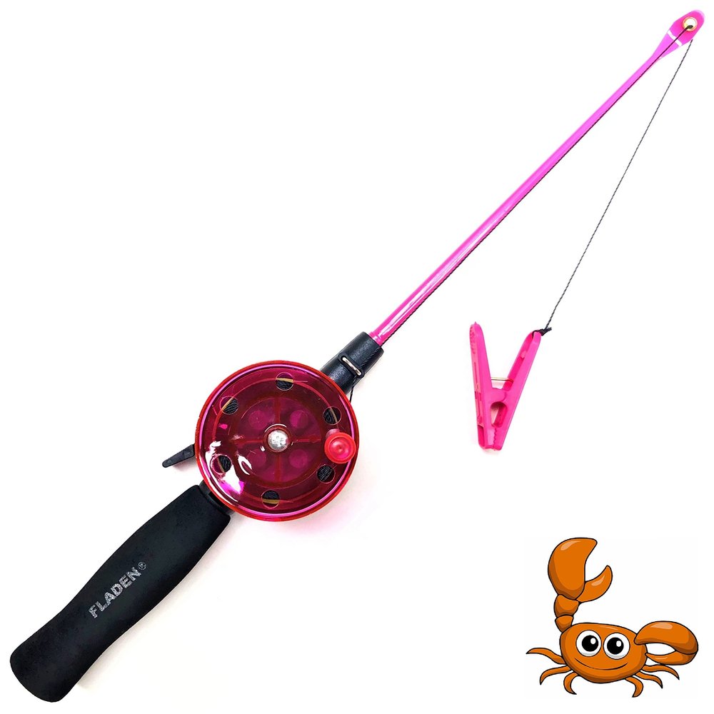 Mega Fishing Kids Crab Fishing Rod, 40 cm – Beach & Vacation Rod – Black/Green/Pink (Pink)