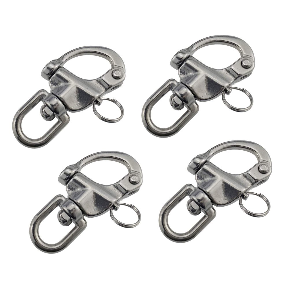 keehui 4 x 1/2 in Swivel Snap Shackles, Quick-Release Bail, 316 Stainless Steel for Sailboats