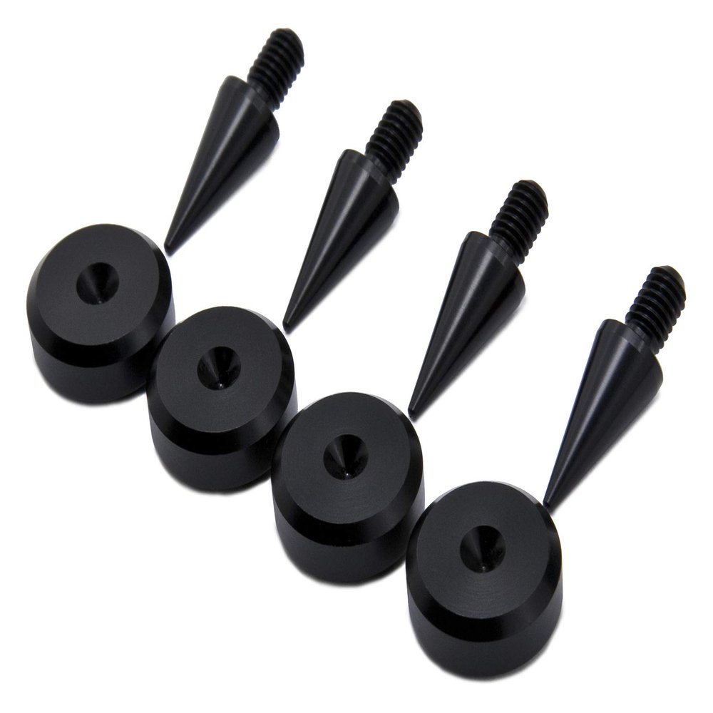PrecisionGeek M8 Speaker Spikes & Pads | 4 Spikes + 4 Pads | 10 x 20 mm / 20 x 8 mm | Black