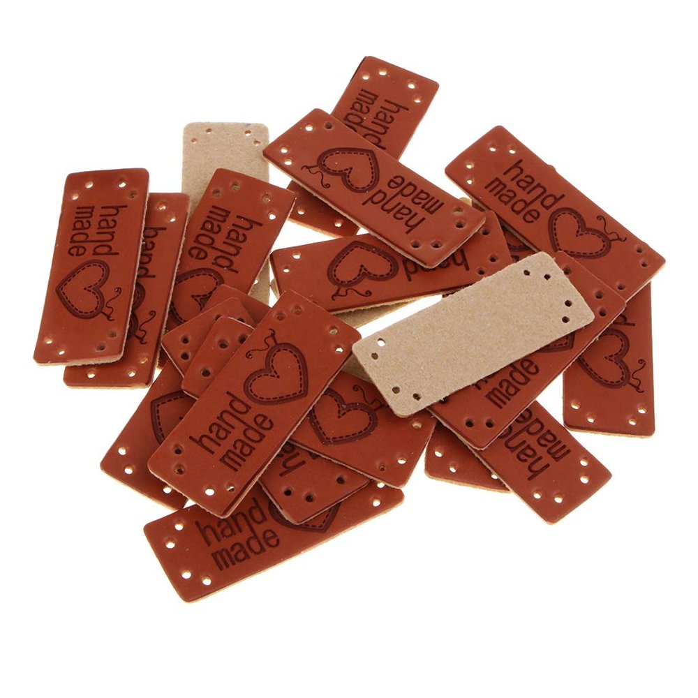B Baosity 20-Piece PU Leather Labels, Sew-On Patches - 003