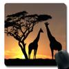 Rectangular Giraffe Sunset Rubber Mouse Pad with Stitched Edges view 1