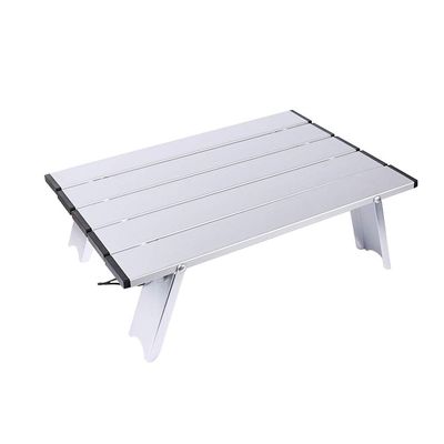 HI SUYI Mini Low Camping Table, Portable Aluminum Tabletop for Picnics, Travel and the Beach, Silver
