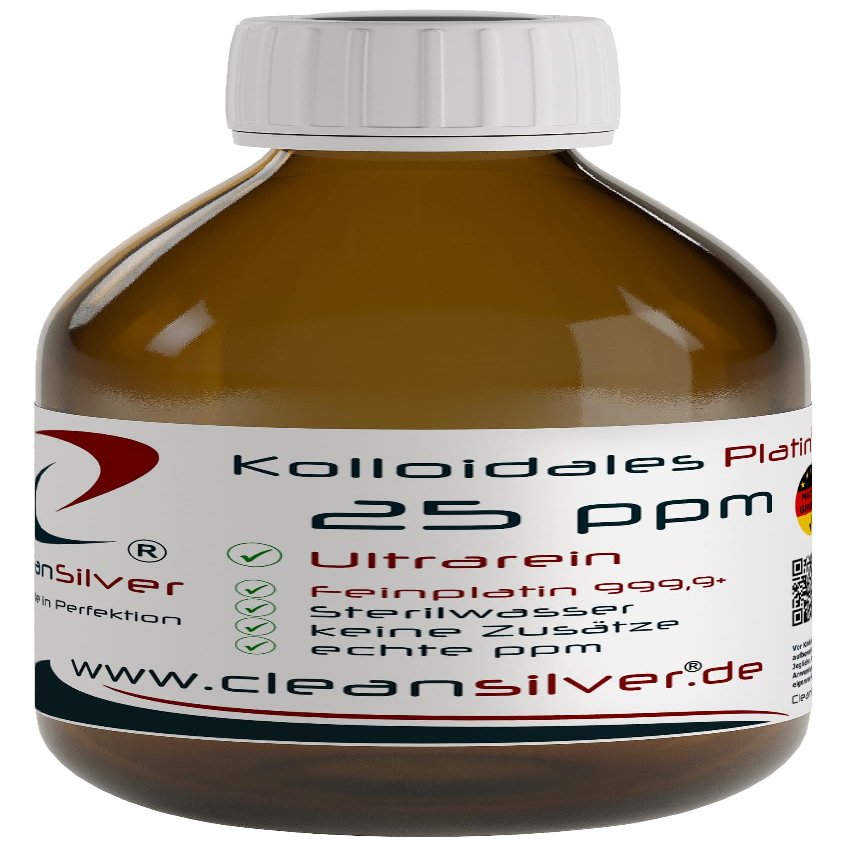 CleanSilver - Colloidal Platinum 25 ppm, 250 ml - Ultra-Pure: Sterile Water and 99.99% Fine Platinum - Made in Germany - For Mindful Clarity and Refined Balance in Everyday Life