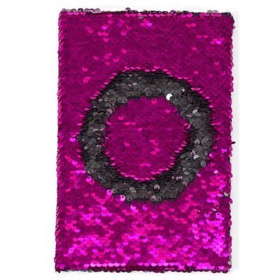 Compagno Sequin Notebook, Reversible Design, for School, Festivals & Disco, Pink/Silver